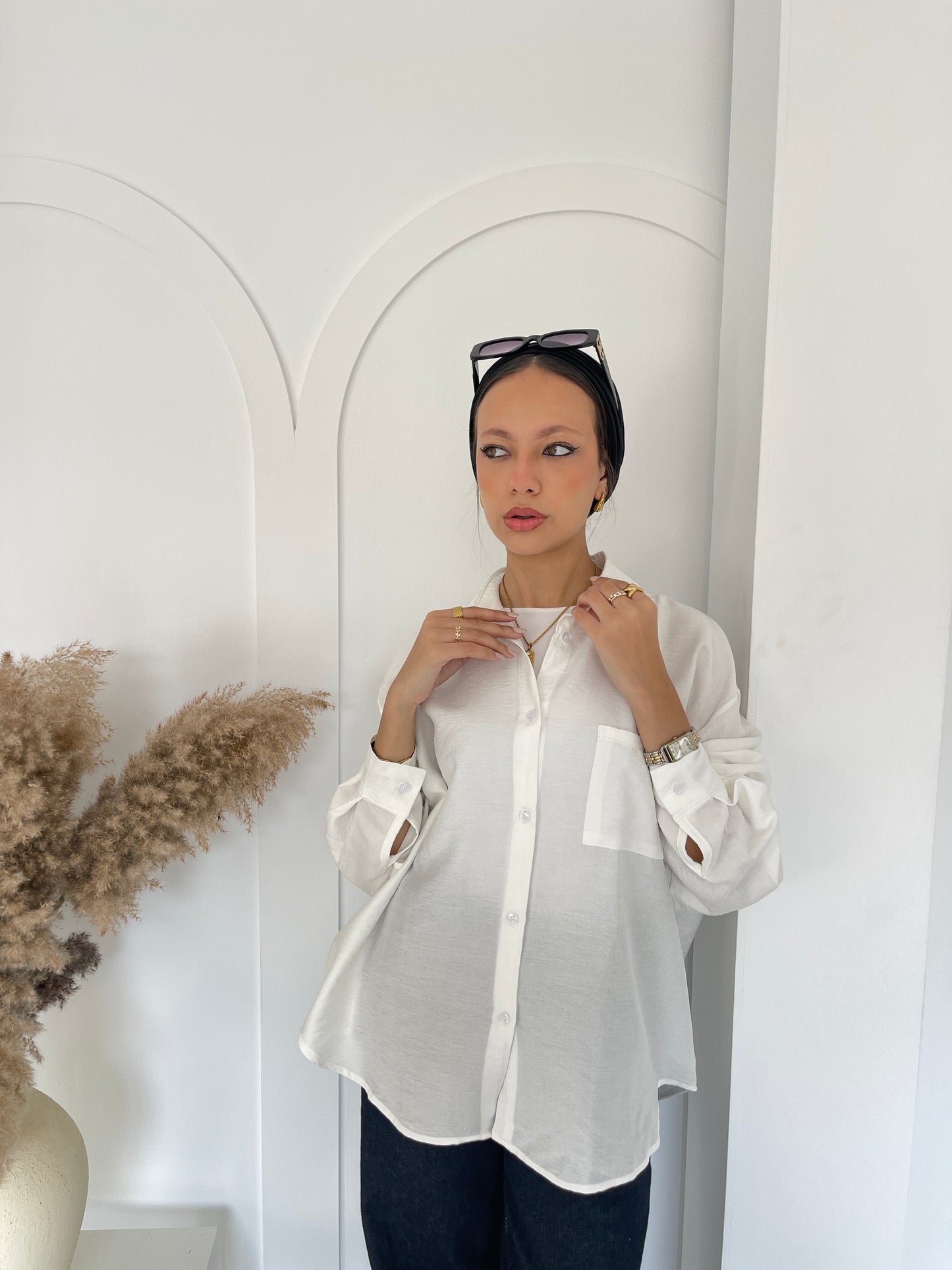 linen shirt - White