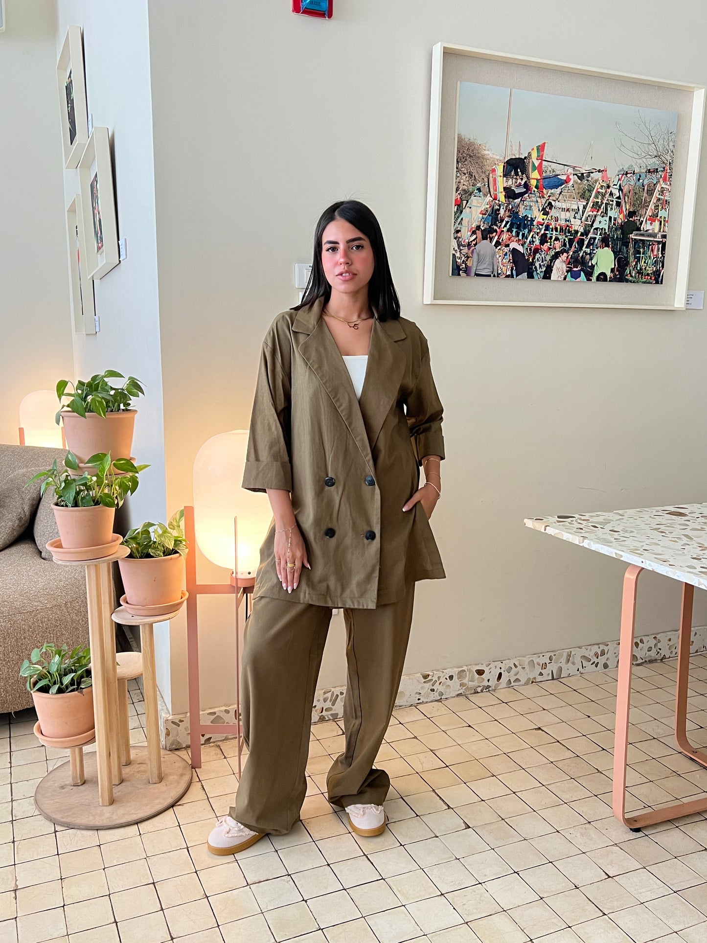 Olive Green Linen Suit