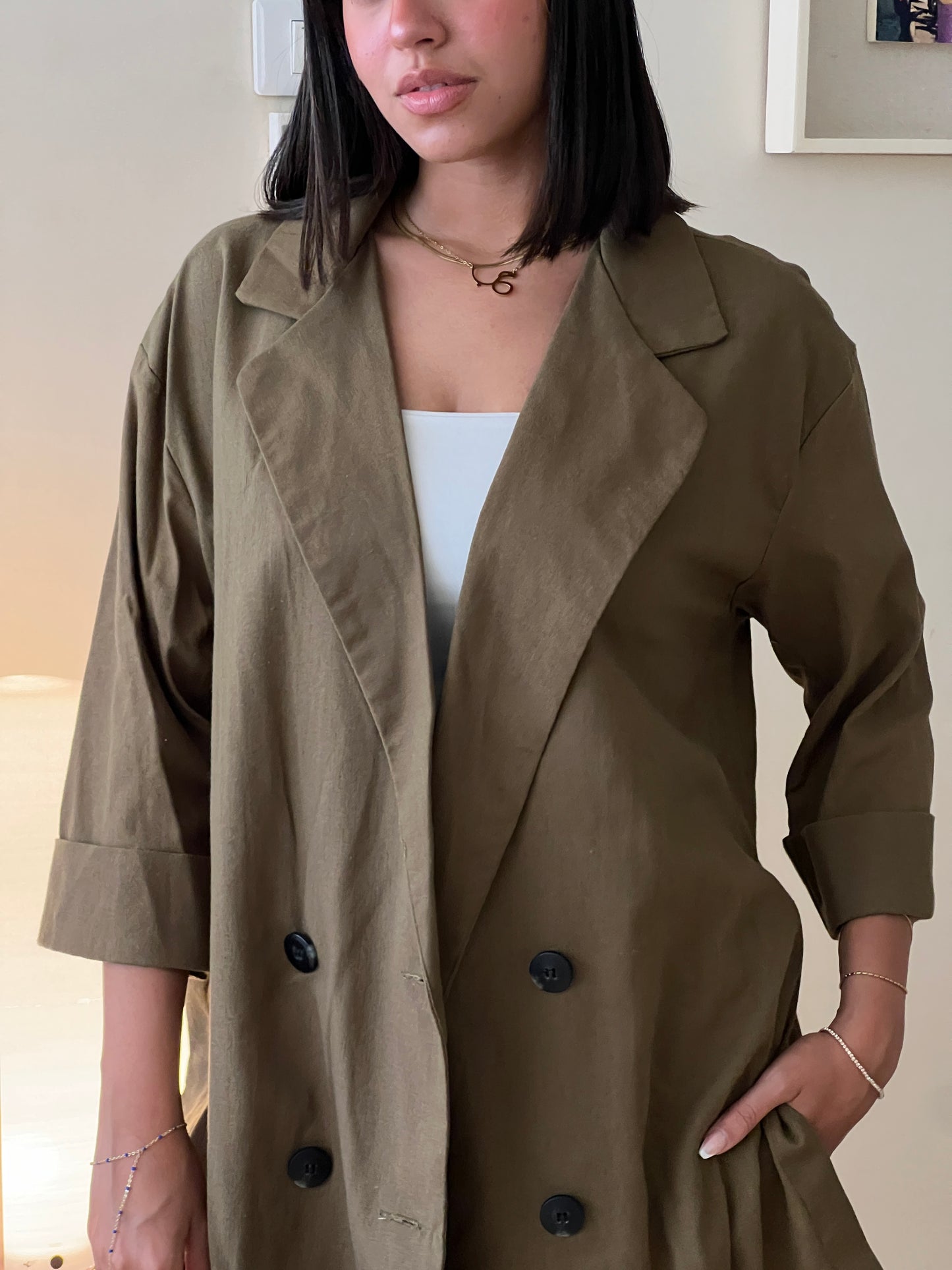 Olive Green Linen Suit