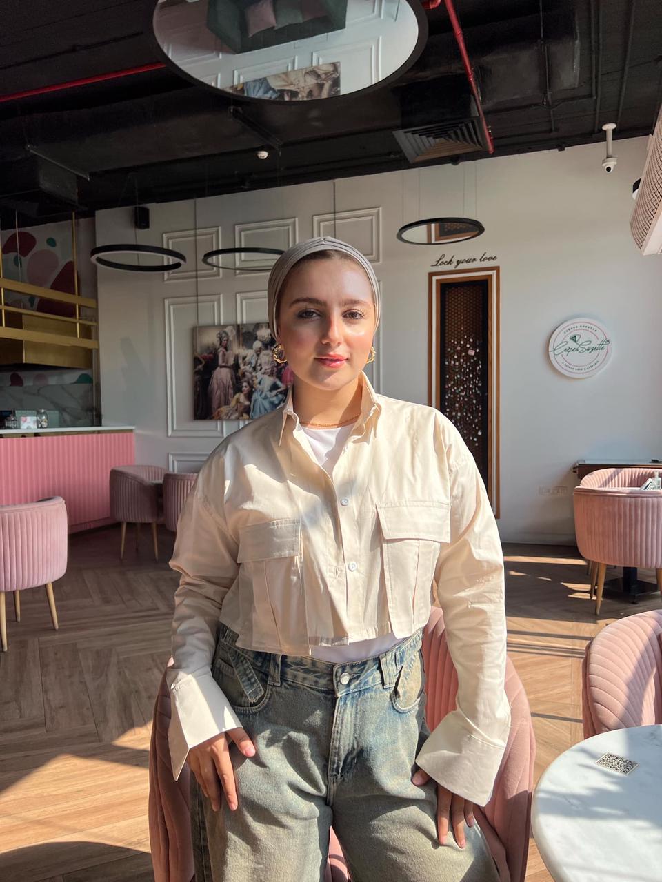 Cropped Shirt _ Beige