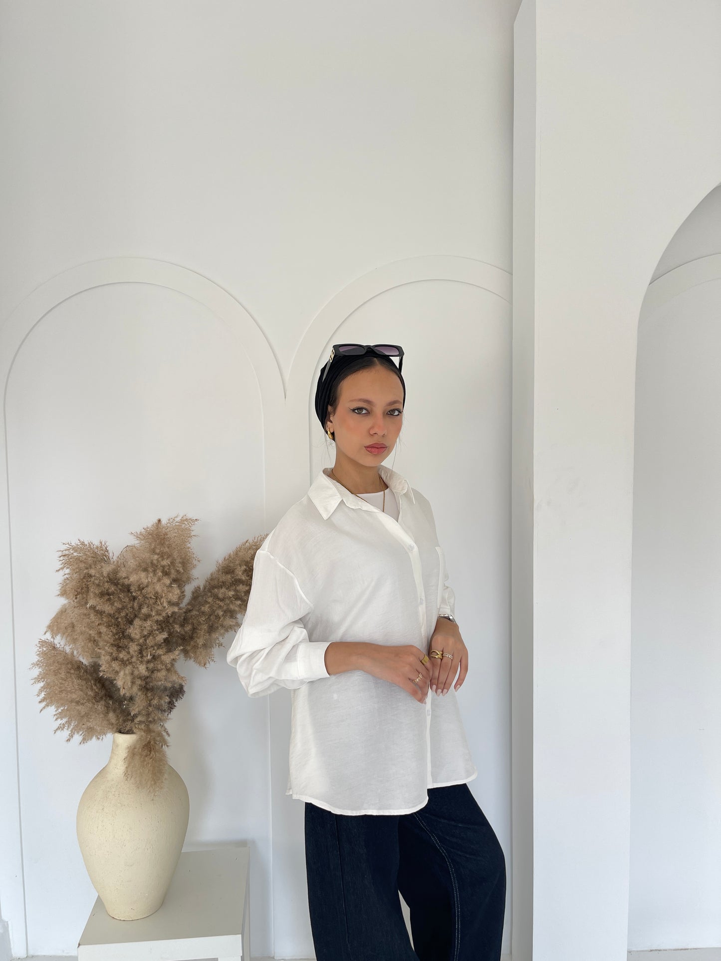 linen shirt - White