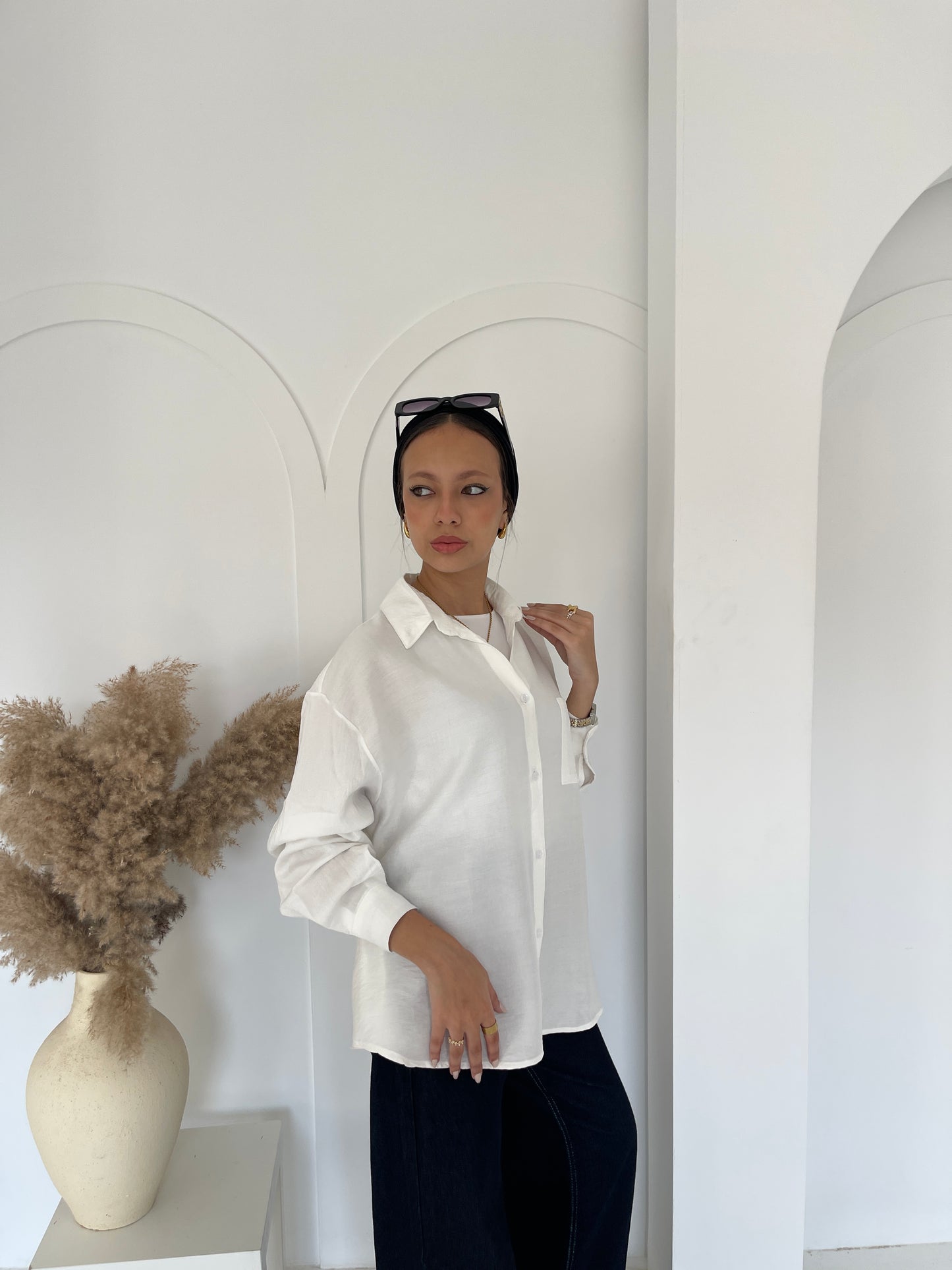linen shirt - White