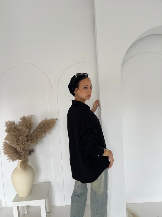 linen shirt - Black