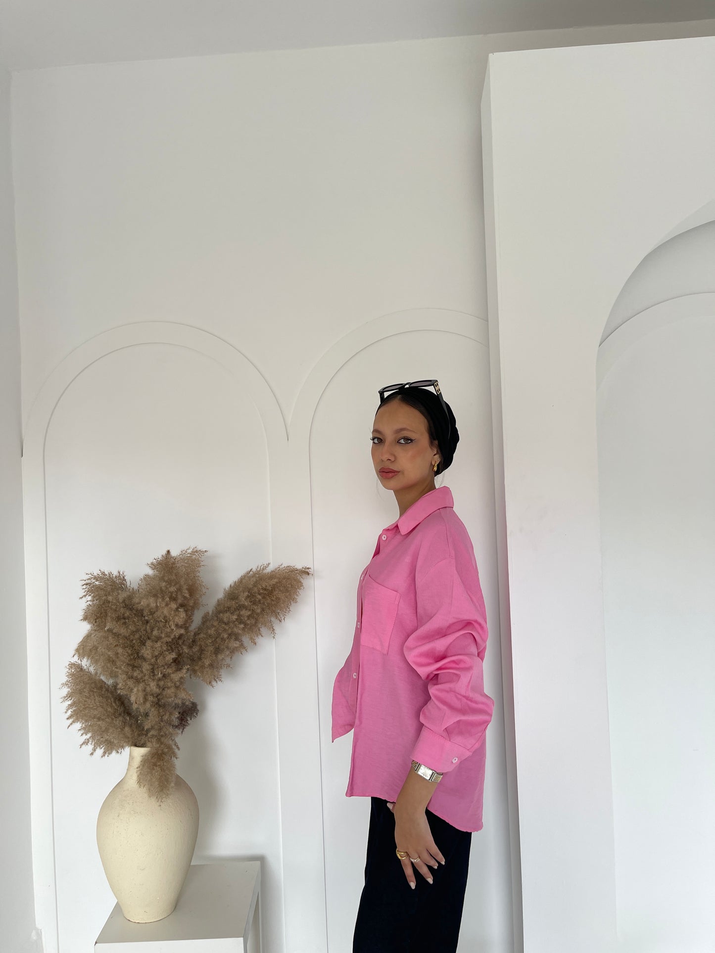 linen shirt - Pink