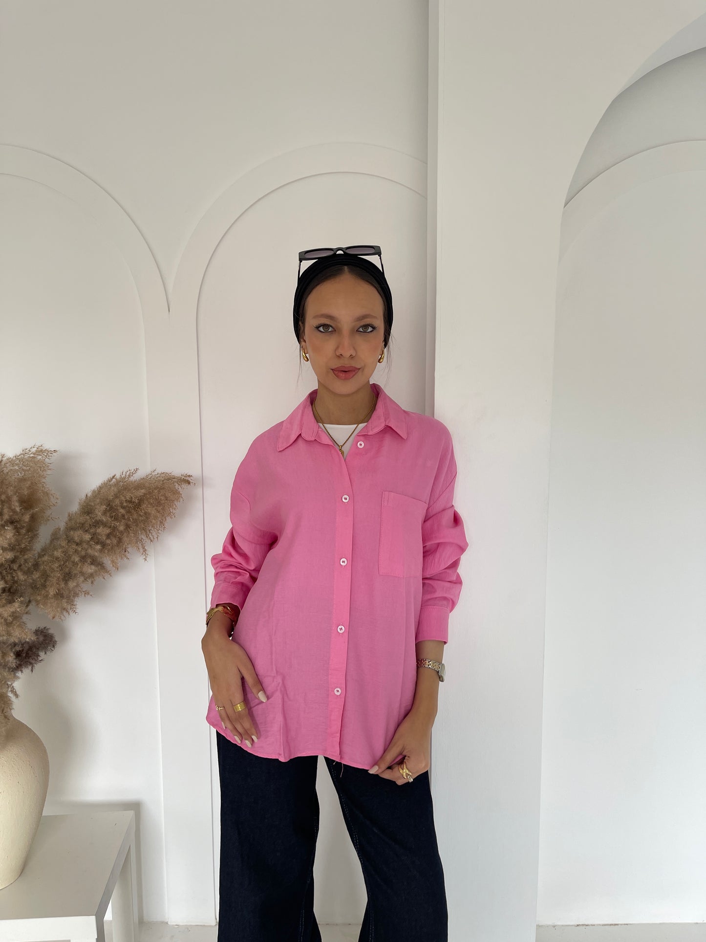 linen shirt - Pink
