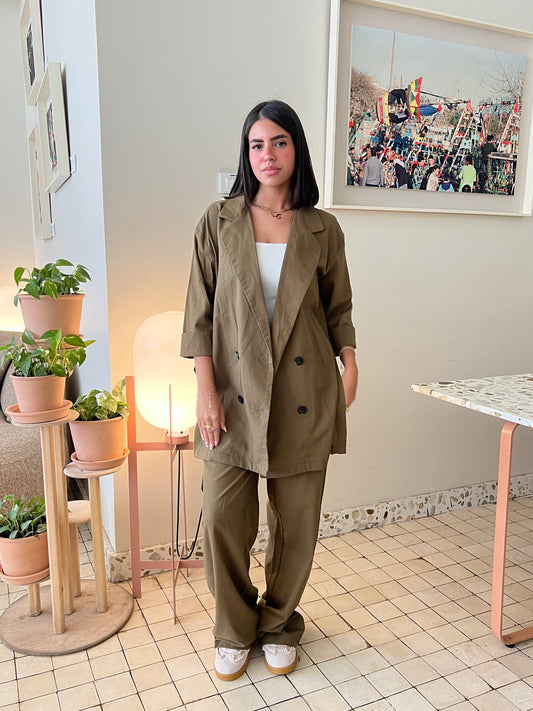 Olive Green Linen Suit