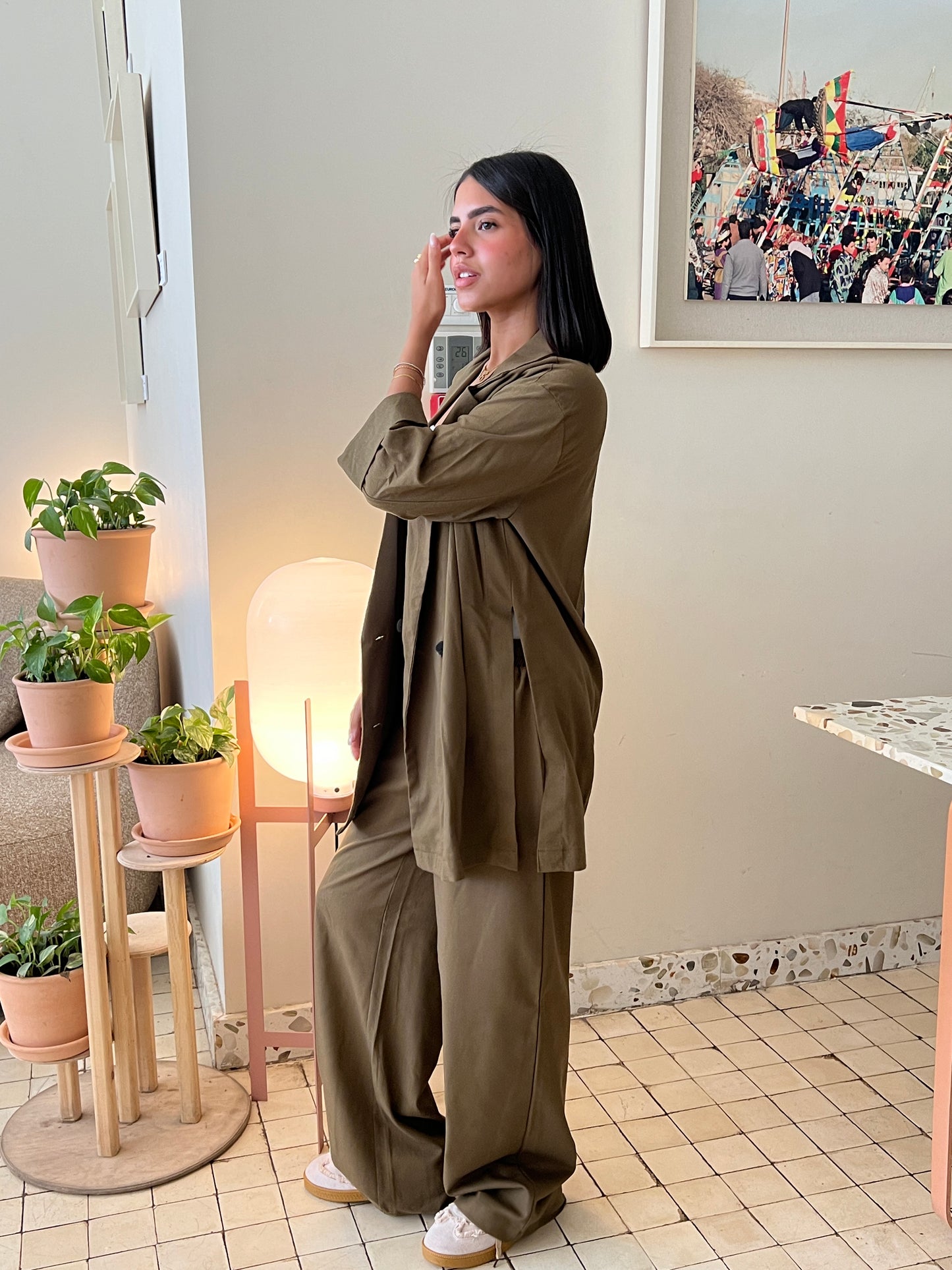 Olive Green Linen Suit