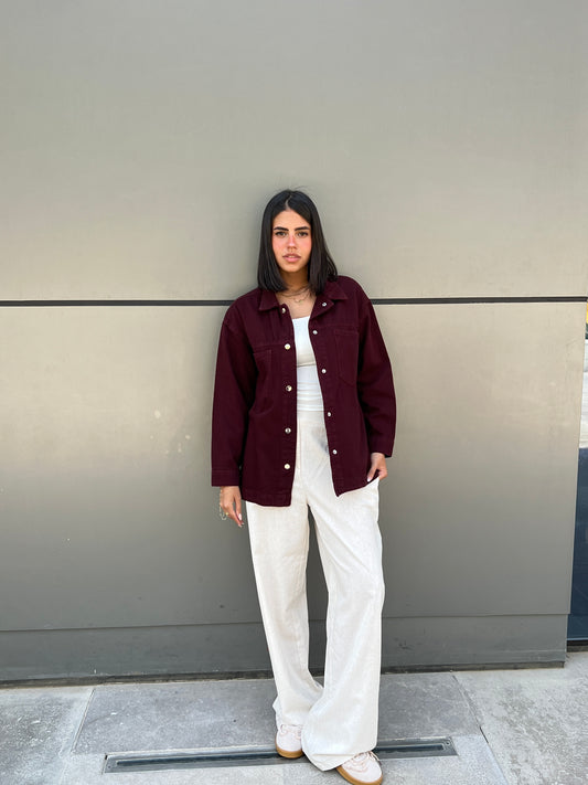 Denim  Burgundy Shirt