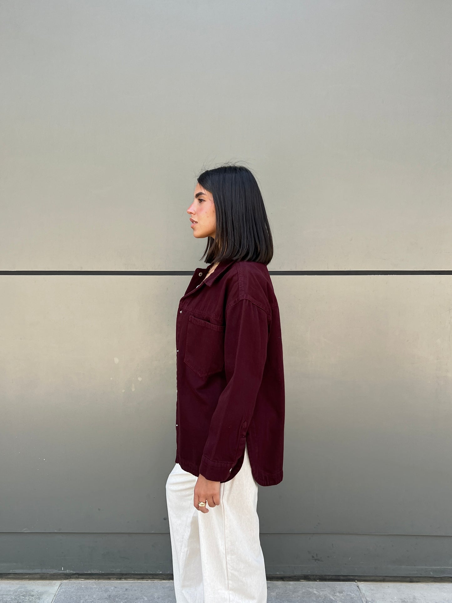 Denim  Burgundy Shirt