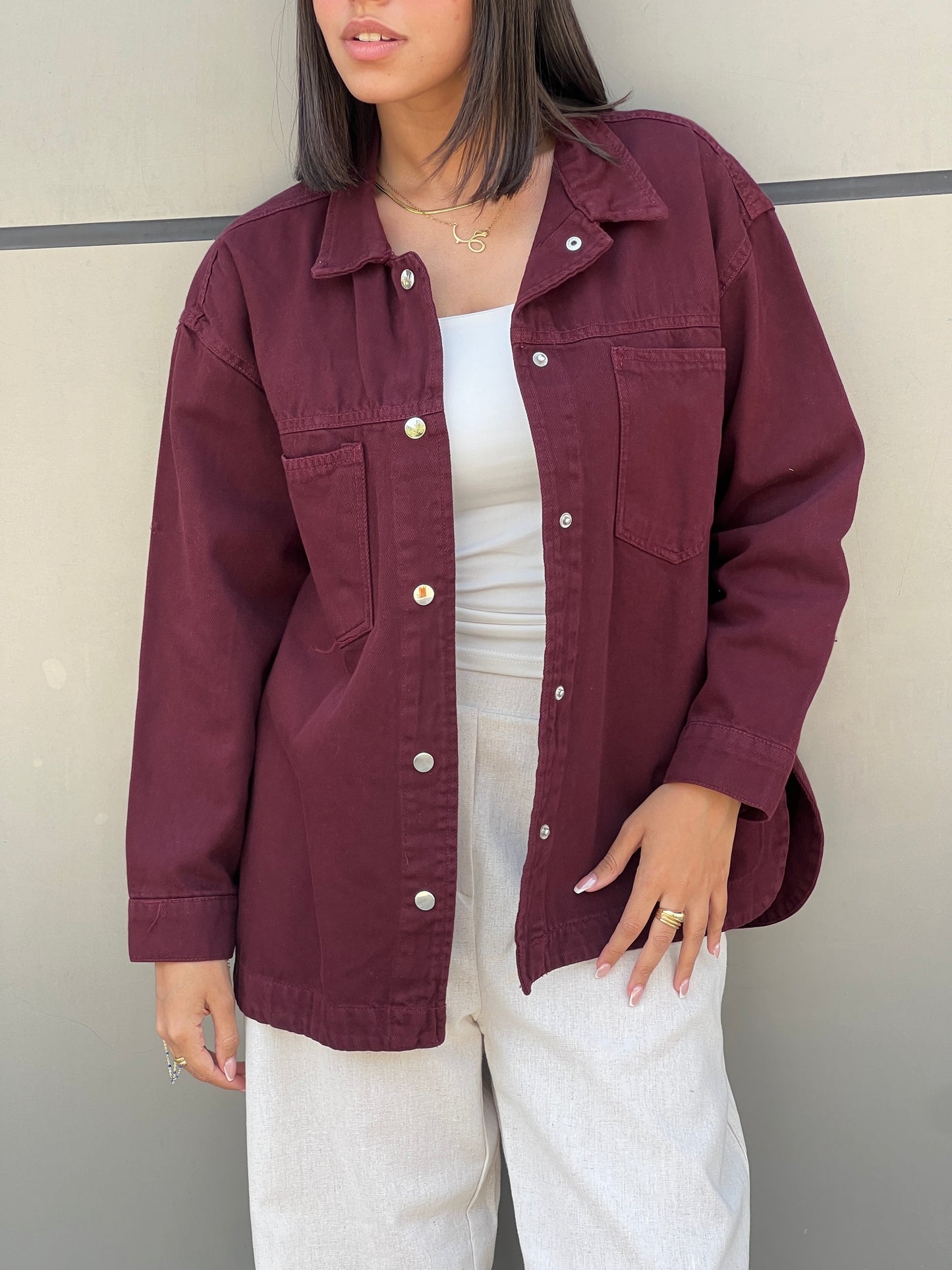 Denim  Burgundy Shirt