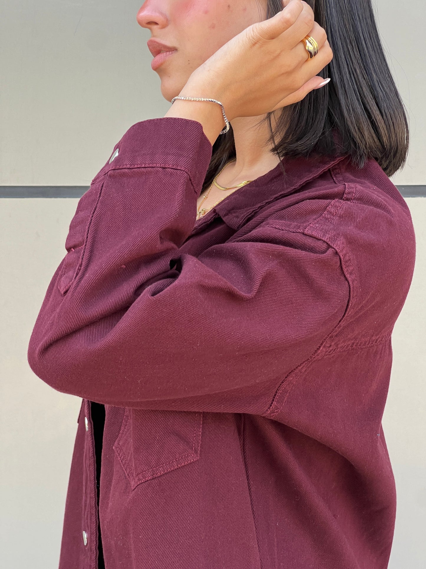 Denim  Burgundy Shirt